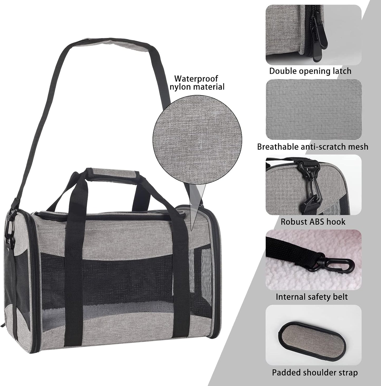 Small Animals Cat Carrying Case Pet Carrier Airline Approved, Protable and Breathable Pet Travel Carrier Removable Fleece Pad Collapsible Cat Carrier Dog Carrier Small Cats Dogs(15 * 10 * 10)