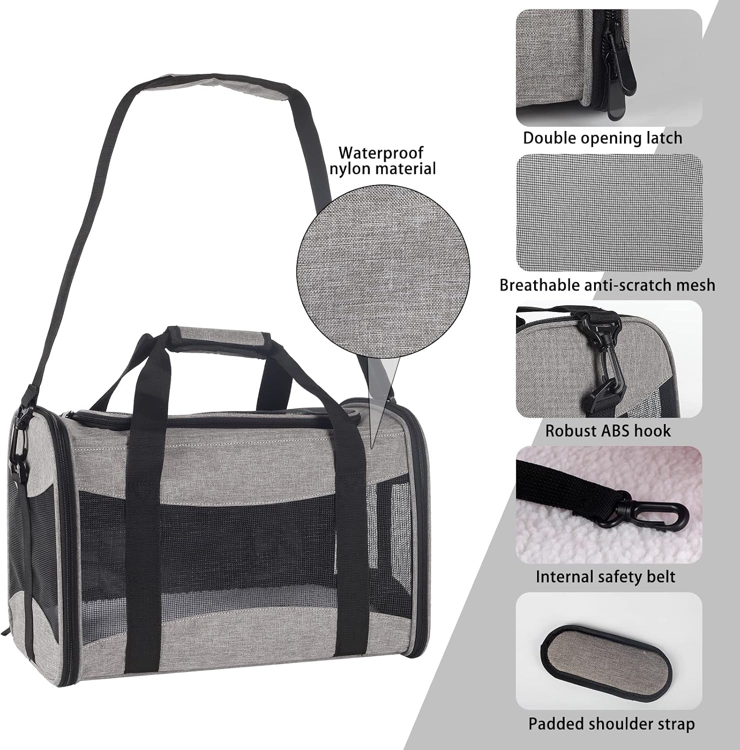 Small Animals Cat Carrying Case Pet Carrier Airline Approved, Protable and Breathable Pet Travel Carrier Removable Fleece Pad Collapsible Cat Carrier Dog Carrier Small Cats Dogs(15 * 10 * 10)