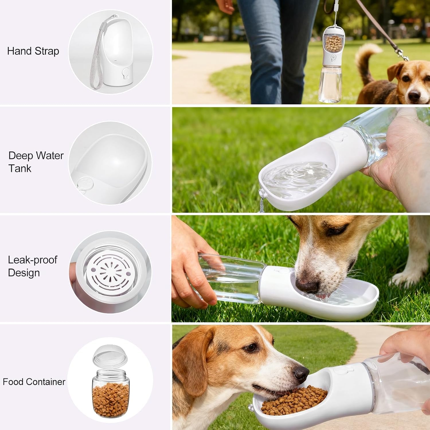 Dog Water Bottle, Portable Water Bottle with Food Container for Dogs Cat Pet Hiking Walking Travel Camping, Leak-Proof Dog Water Bowl Dispenser with Feeder Function Puppy Essentials