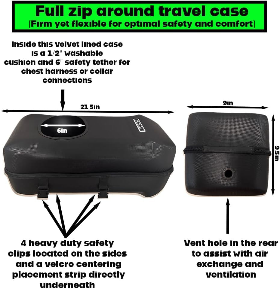 Tankmate a Universal Gas Tank Mounted Motorcycle Dog Carrier for Small to Medium Size Dogs, Scratchless Non-Slip Design, Waterproof Exterior, Velvet Lined Interior, Safe Pet Transport