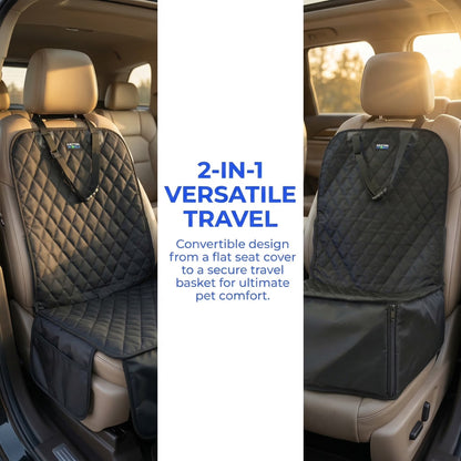 2 in 1 Front Car Seat Covers Pet Travel Protector Basket for Dog Cat Scratch Resistant Waterproof and Non-S