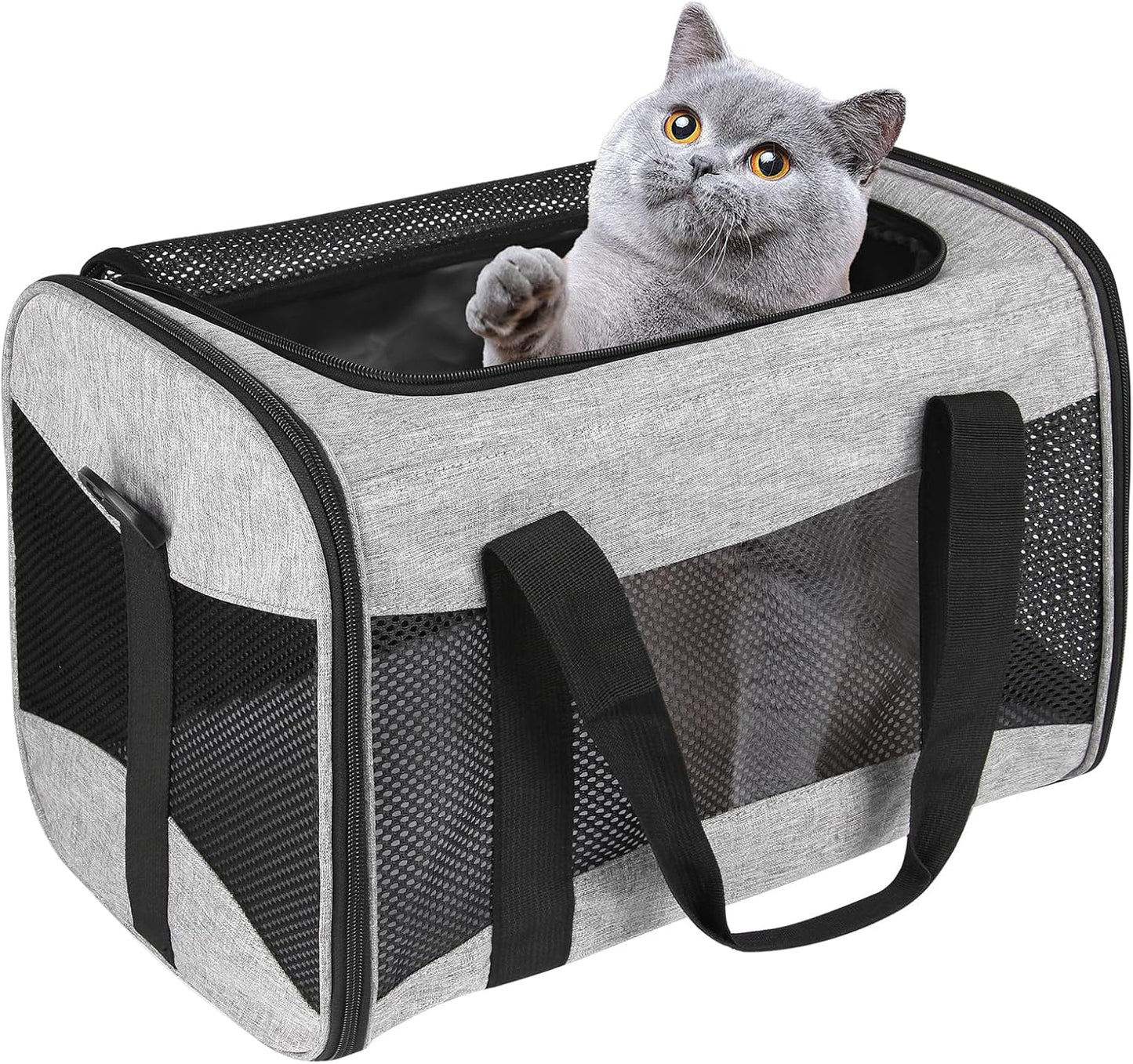 Small Animals Cat Carrying Case Pet Carrier Airline Approved, Protable and Breathable Pet Travel Carrier Removable Fleece Pad Collapsible Cat Carrier Dog Carrier Small Cats Dogs(15 * 10 * 10)