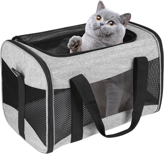 Small Animals Cat Carrying Case Pet Carrier Airline Approved, Protable and Breathable Pet Travel Carrier Removable Fleece Pad Collapsible Cat Carrier Dog Carrier Small Cats Dogs(15 * 10 * 10)