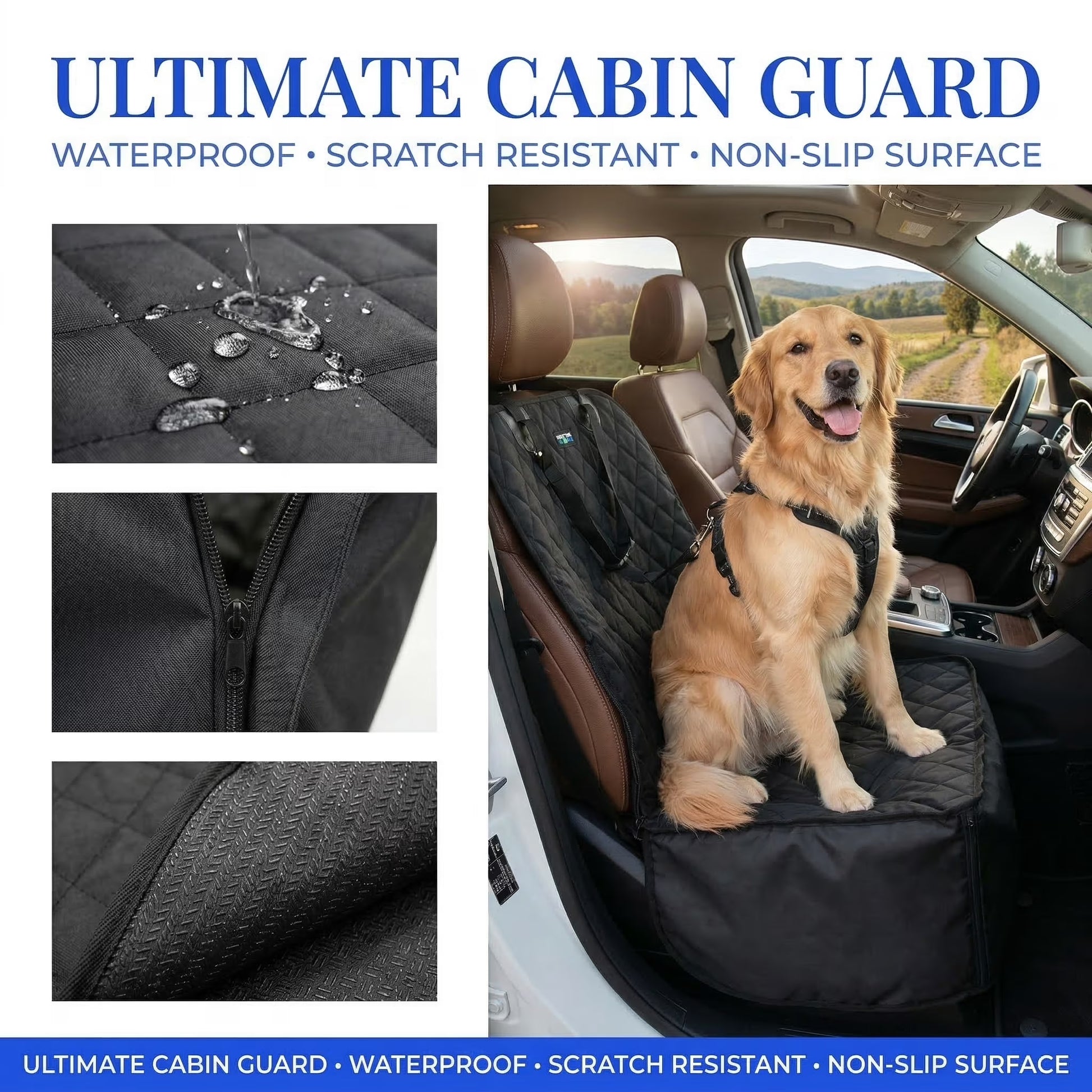 2 in 1 Front Car Seat Covers Pet Travel Protector Basket for Dog Cat Scratch Resistant Waterproof and Non-S