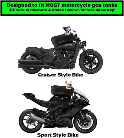 Tankmate a Universal Gas Tank Mounted Motorcycle Dog Carrier for Small to Medium Size Dogs, Scratchless Non-Slip Design, Waterproof Exterior, Velvet Lined Interior, Safe Pet Transport