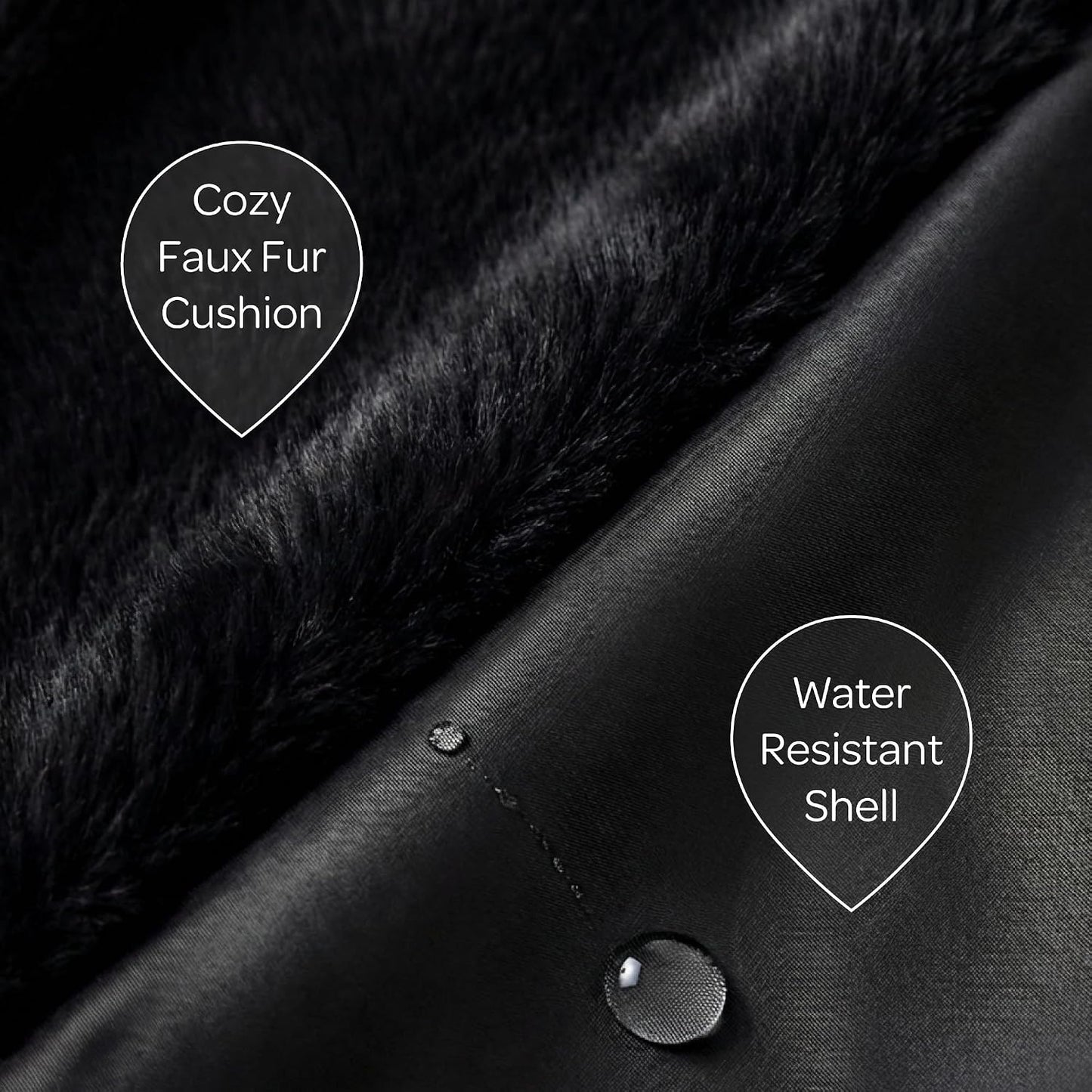 Marco Travel Pet Bed – Dog Car Seat for Small & Medium Dogs, Waterproof, Faux Fur Cushion, Safety Belt, Washable Cover, Storage Pockets, Booster Seat (Black, Single Seater 18.5" X 21")