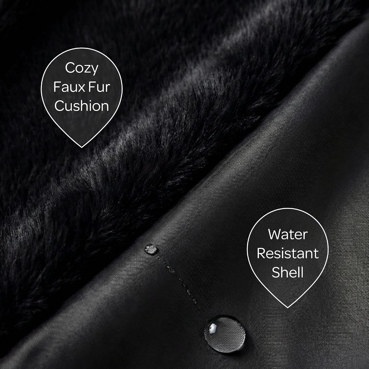 Marco Travel Pet Bed – Dog Car Seat for Small & Medium Dogs, Waterproof, Faux Fur Cushion, Safety Belt, Washable Cover, Storage Pockets, Booster Seat (Black, Single Seater 18.5" X 21")