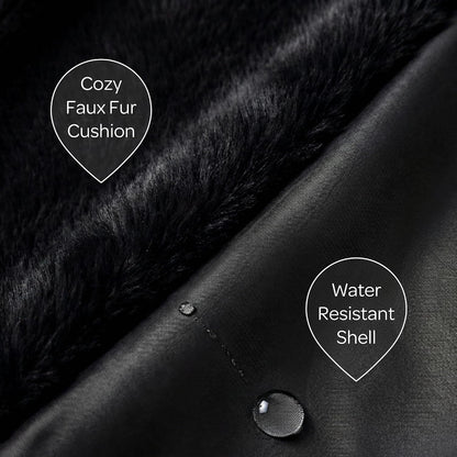 Marco Travel Pet Bed – Dog Car Seat for Small & Medium Dogs, Waterproof, Faux Fur Cushion, Safety Belt, Washable Cover, Storage Pockets, Booster Seat (Black, Single Seater 18.5" X 21")