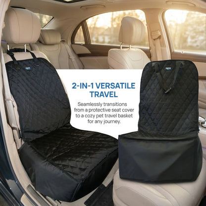2 in 1 Front Car Seat Covers Pet Travel Protector Basket for Dog Cat Scratch Resistant Waterproof and Non-S